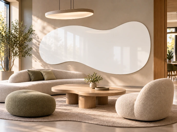 Formanpassad DesignLine-skrivtavla i en lounge