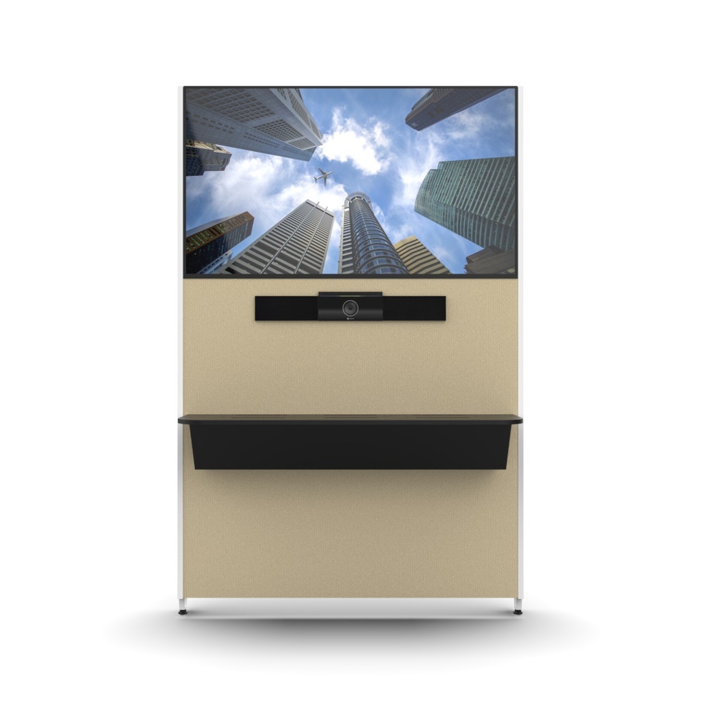 [49961] MeetingWall X-Line Sony BZ40 and Poly Studio (White / Light Standard Fabric, 55" Standard)